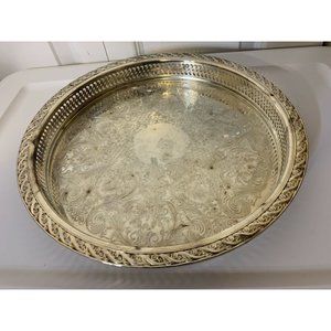 silver plated serving tray WM Rogers & Son Spring‎ Flower design